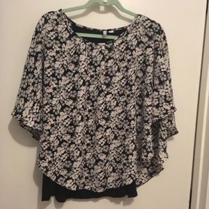 Poncho tank combination floral blouse